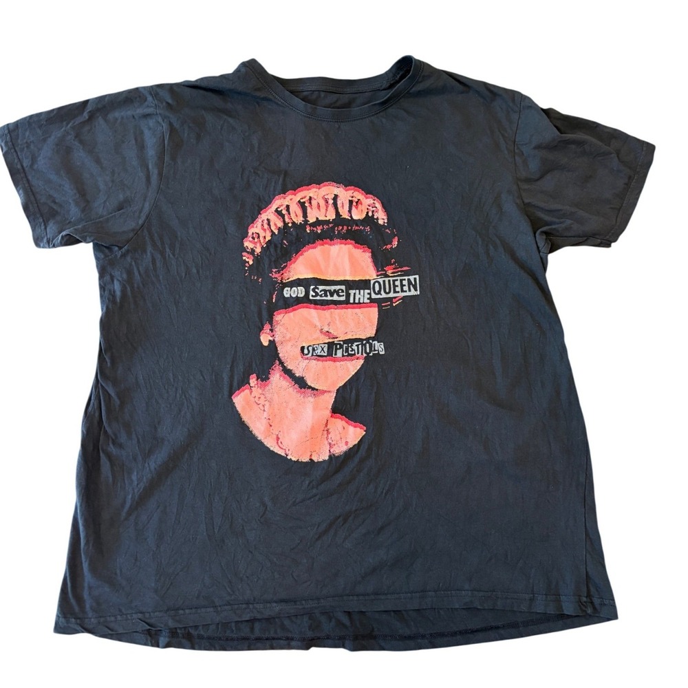 Sex Pistols God Save The Queen Graphic T-Shirt Black XXL Rock Off Punk Rock Tee